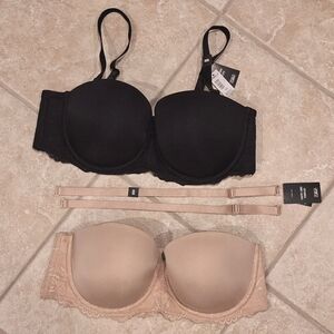 TWO Torrid Curve Everyday Multiway Lightly Lined Bra Black Beige 40D